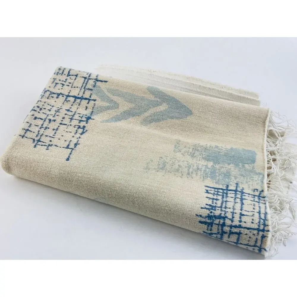 Covington TPSA Fabric Blue Tan Graphic Medium Heavy Graphic Abstract Screen Prin